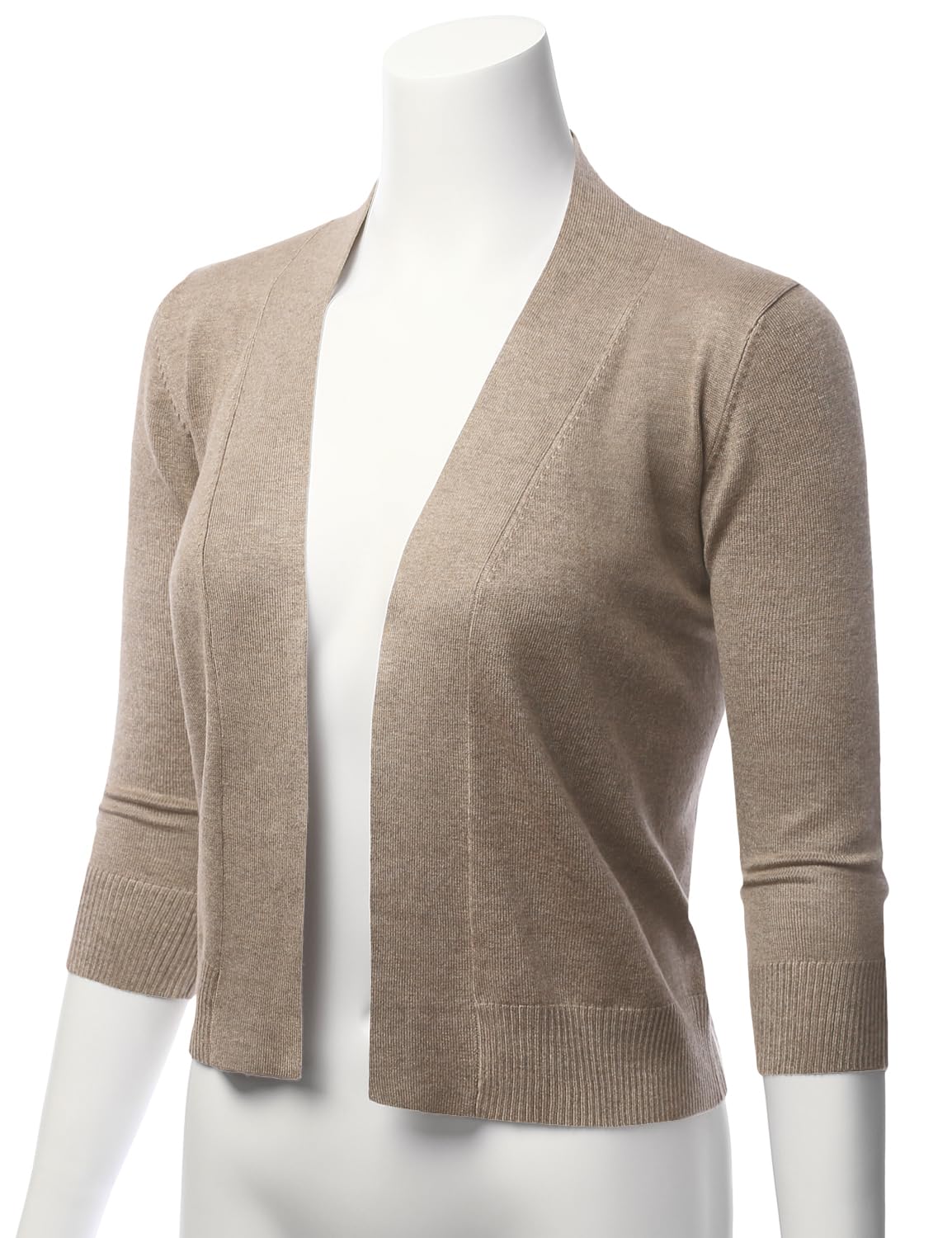 LALABEE Cardigan boléro court classique à manches 3/4 pour femme ouvert sur le devant pour robes (S~XXL)