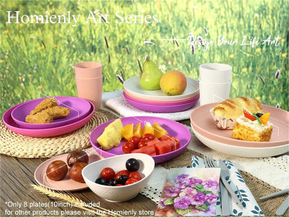 Homienly Wheat Straw Dinner Plates – Unbreakable set of 8
