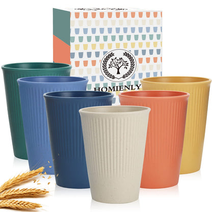Homienly Wheat Straw Cups – Reusable, Unbreakable, Tumblers, Stackable & Dishwasher Safe