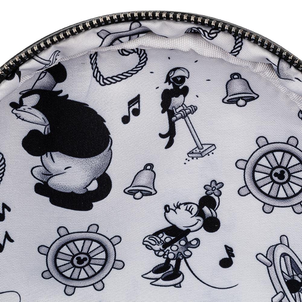 Sac à main à bandoulière double pour femme Loungefly Disney Mickey Steamboat Willie Music Cruise