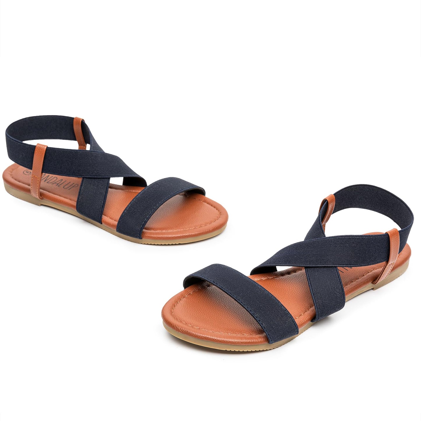 SANDALUP Elastic Ankle Strap Flat Sandals for Women