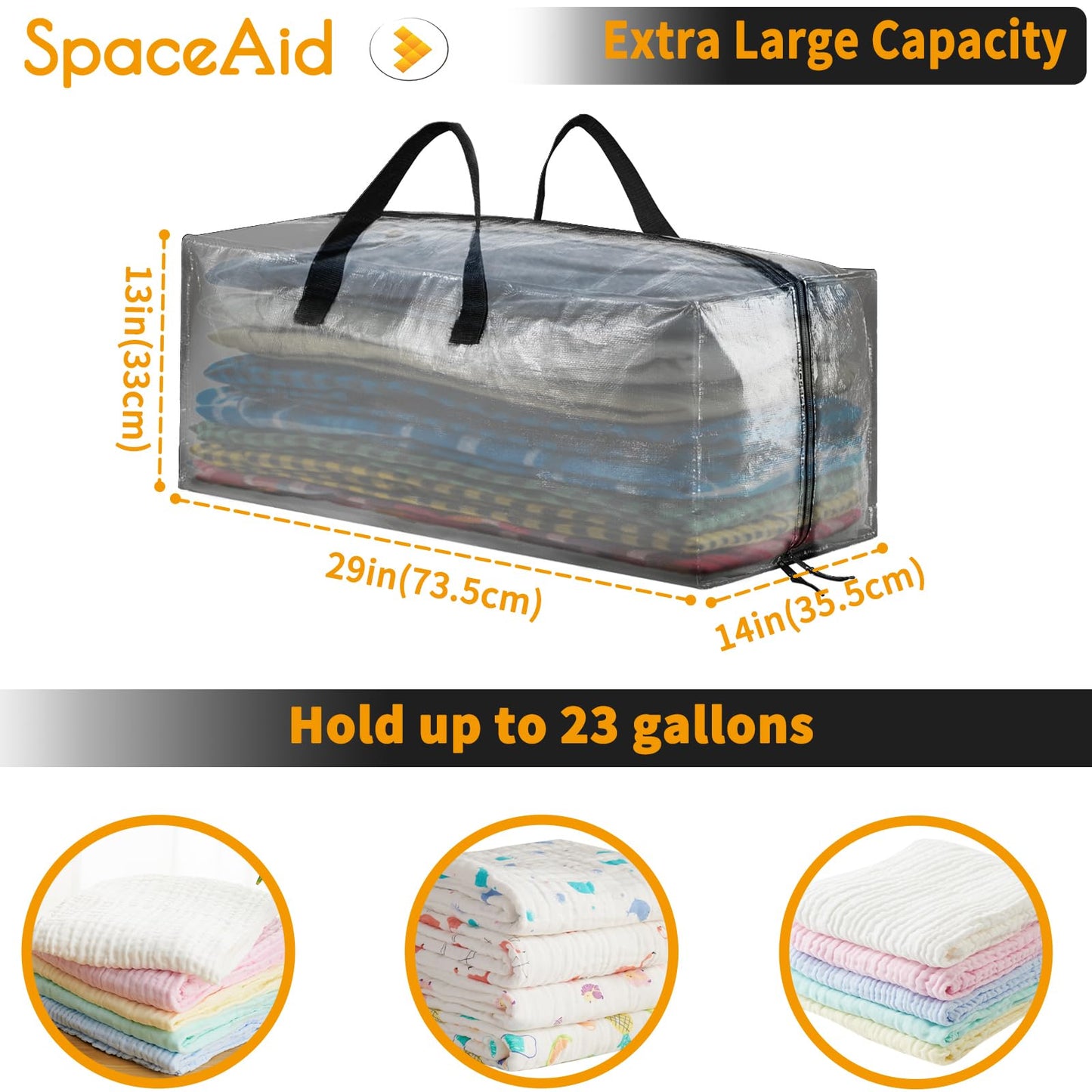 Sacs de déménagement robustes SpaceAid, sacs de rangement extra larges avec sangles de sac à dos, poignées et fermetures à glissière solides, alternative aux cartons de déménagement, fournitures d'emballage et de déménagement, noir (lot de 10) 