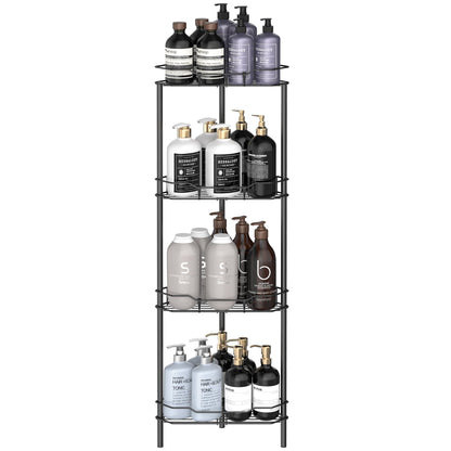 4 Tier Floor Standing Corner Shower Caddy Organizer Shelf with Hooks