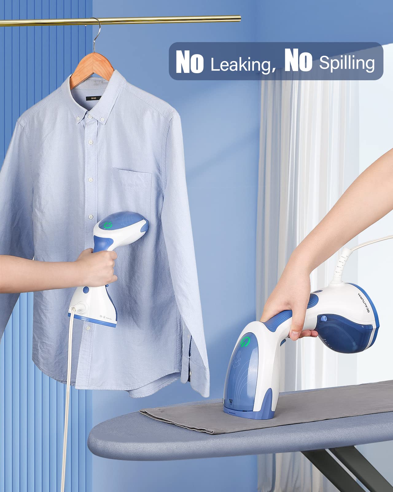 BEAUTURAL Steamer for Clothes, Portable Handheld Garment Fabric Wrinkles Remover, 30-Second Fast Heat-up, Auto-Off, Large Detachable Water Tank