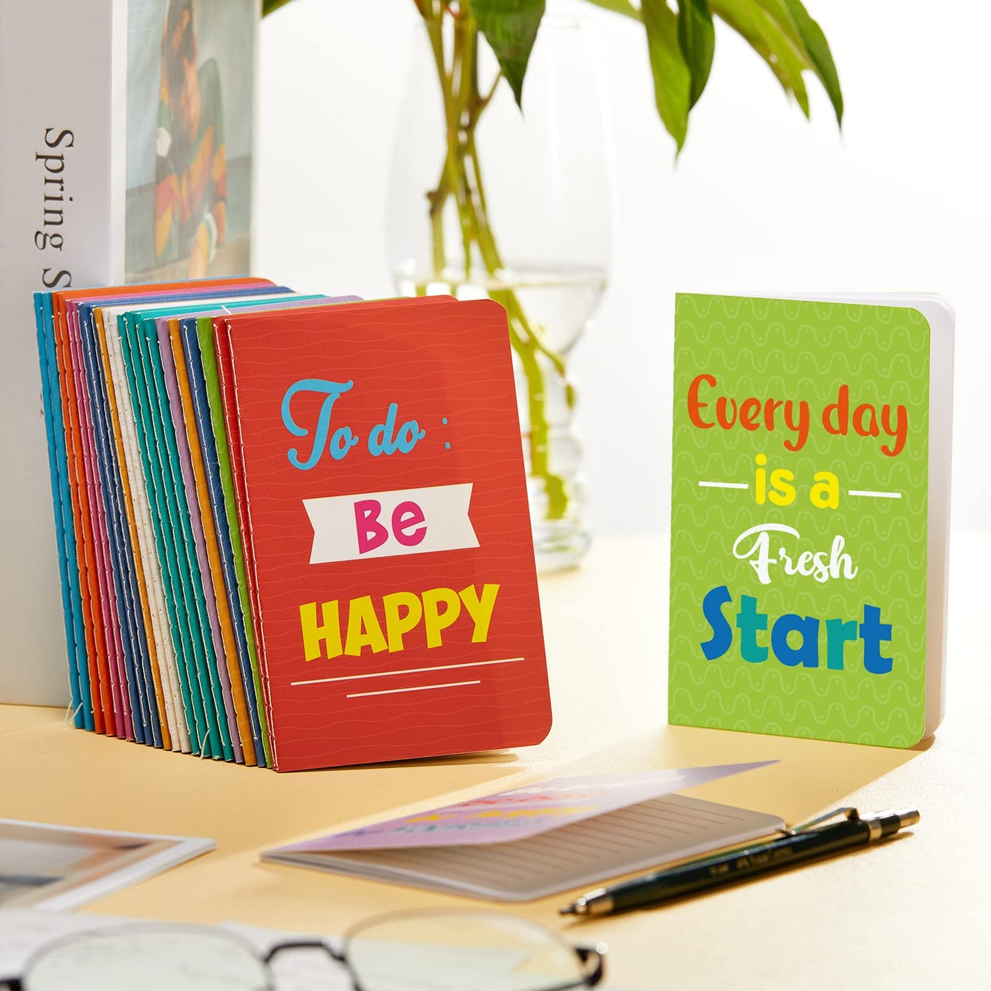 Zonon 24 Pcs Mini Colorful Notebooks Bulk Gifts, Funny Motivational Journals Notepads Inspirational Notepads Small Pocket Notebook Teacher Office Prizes Travel(Motivational Style)