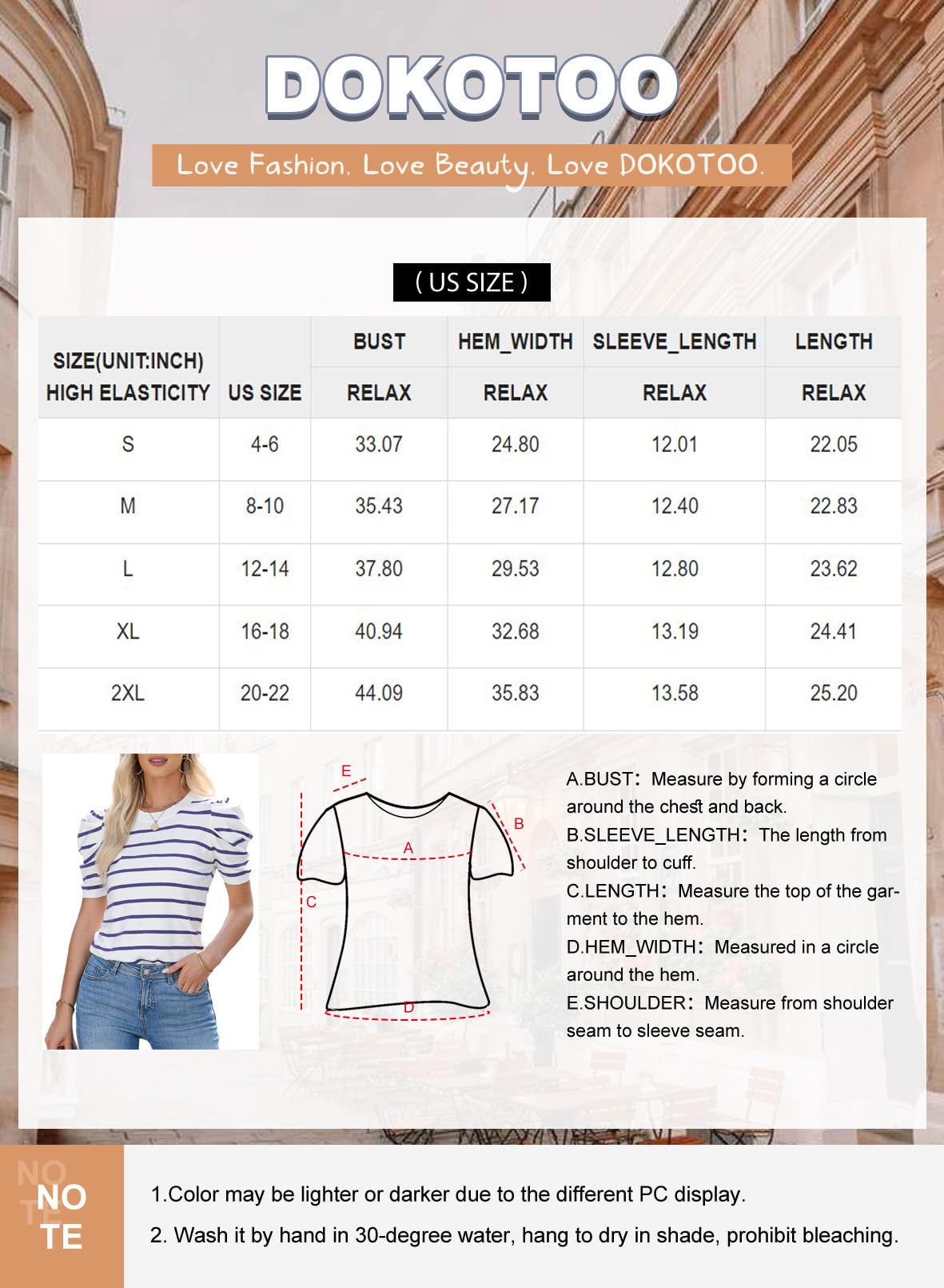 Dokotoo Women's Short Puff Sleeve Knit Tops 2025 Trendy Crewneck Striped T Shirts Casual Summer Blouses