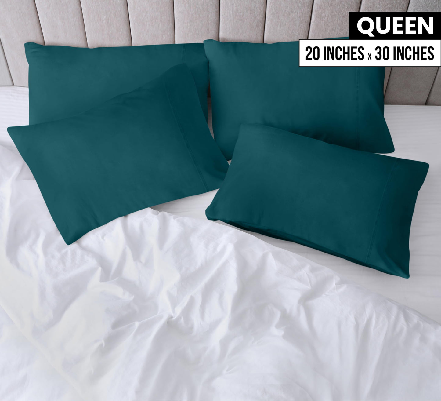 Utopia Bedding Queen Pillow Cases - Pack of 4 - Envelope Closure - Soft Brushed Microfiber Fabric - Shrinkage and Fade Resistant Pillow Covers Queen Size 20 X 30 Inches (Queen, Grey)