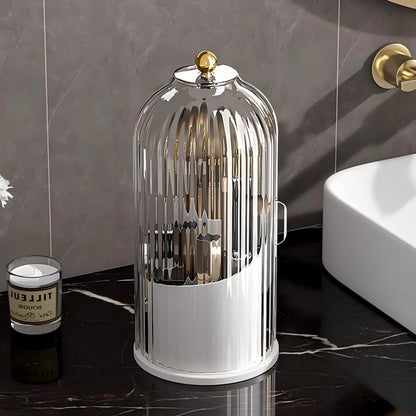 Multi-Use Bathroom Caddy, Dustproof Rotating Organizer with Cover