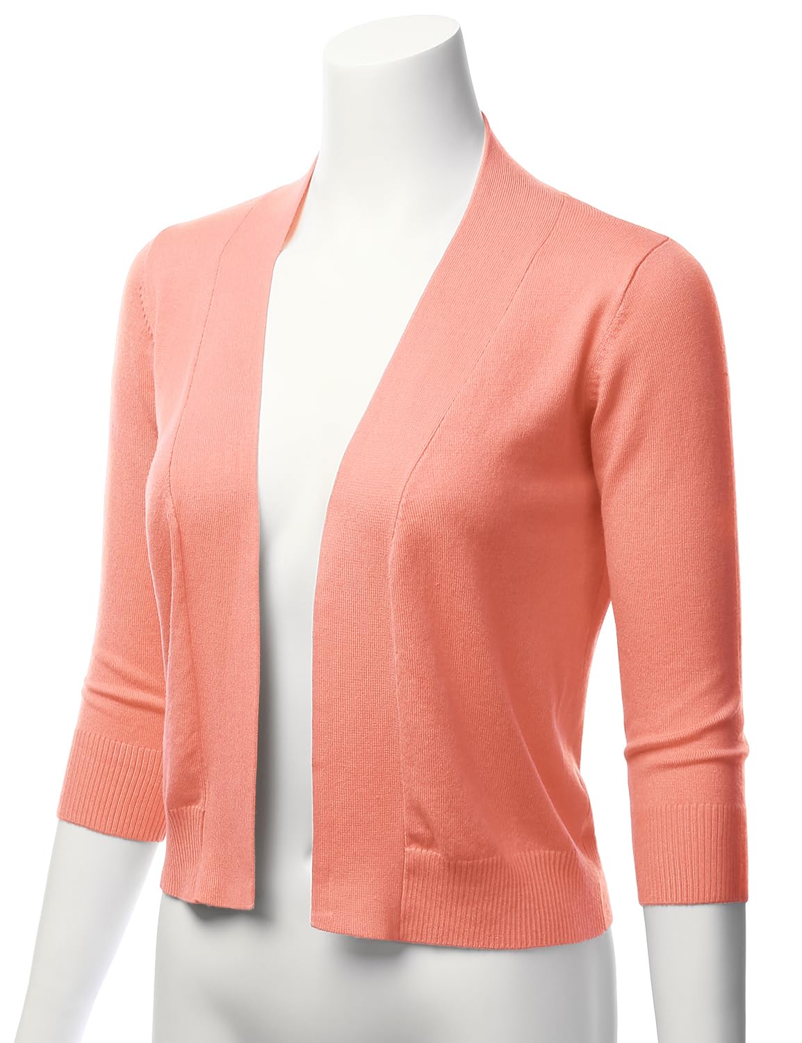 LALABEE Cardigan boléro court classique à manches 3/4 pour femme ouvert sur le devant pour robes (S~XXL)