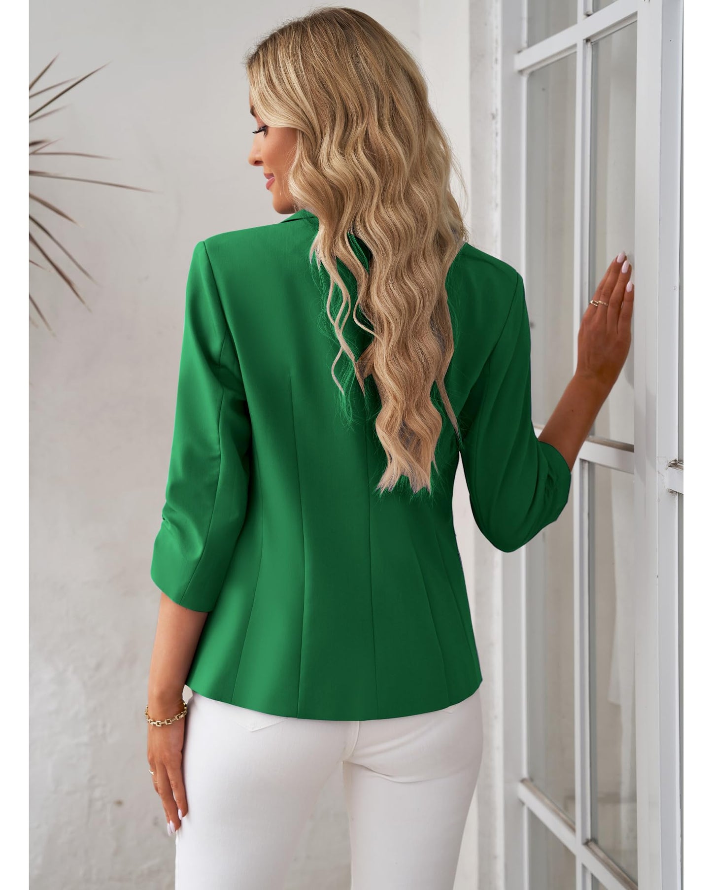 LookbookStore Blazer für Damen Anzugjacken Eleganter Blazer mit 3/4-Ärmeln Business-Casual-Outfits für die Arbeit