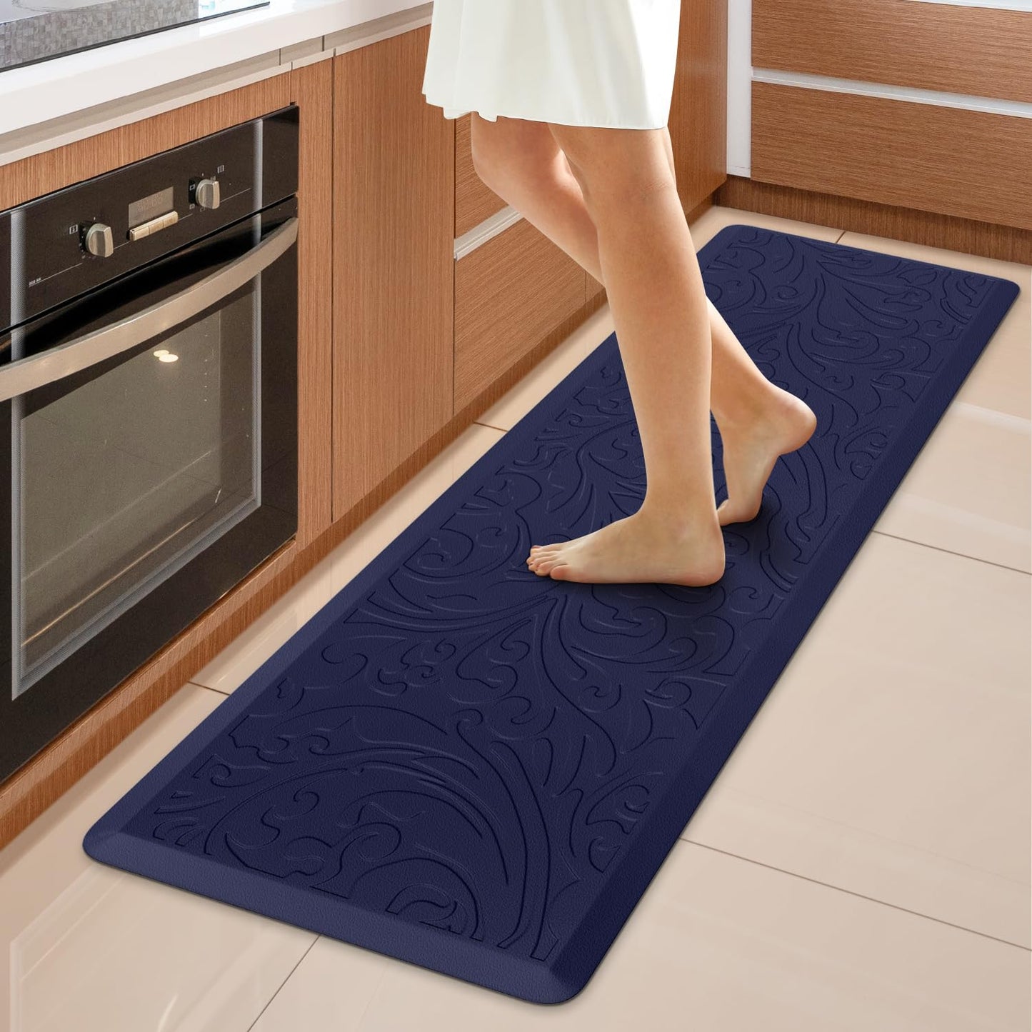 KMAT Kitchen Mat Cushioned Anti-Fatigue Floor Mat Waterproof Non-Slip Standing Mat Ergonomic Comfort Floor Mat Rug for Home,Office,Sink,Laundry,Desk 17.3" (W) x 28"(L),Grey