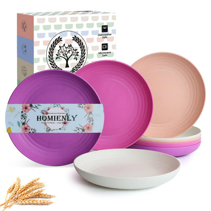 Homienly Wheat Straw Dinner Plates – Unbreakable set of 8