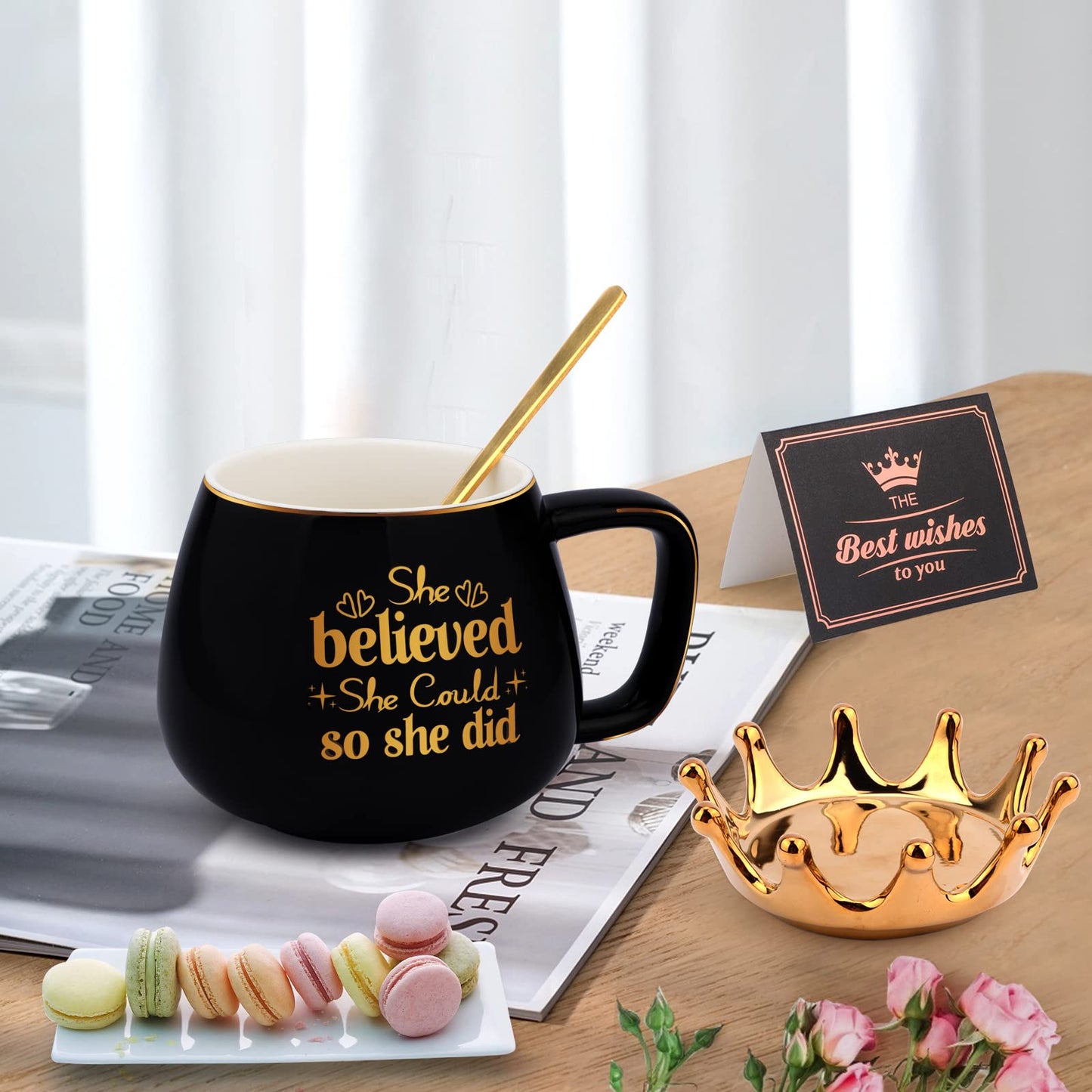 Valentine's Day Gifts for Women Her, Graduation Gifts for Her, College Graduation Congratulations Gifts for Women Sister Friends, Coffee Cup Gift, Crown Coffee Mug She Believed She Could So She Did