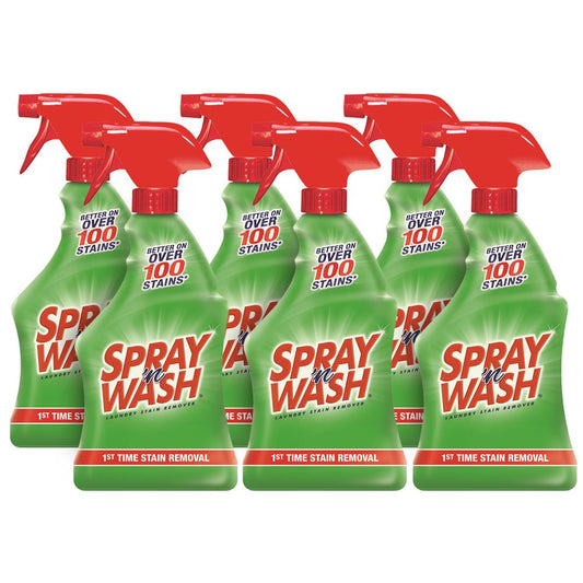 Spray N'Wash Vorbehandlungs-Fleckenentfernerflaschen für die Wäsche, transparent, 0,6 kg (6er-Pack), 390 ml 