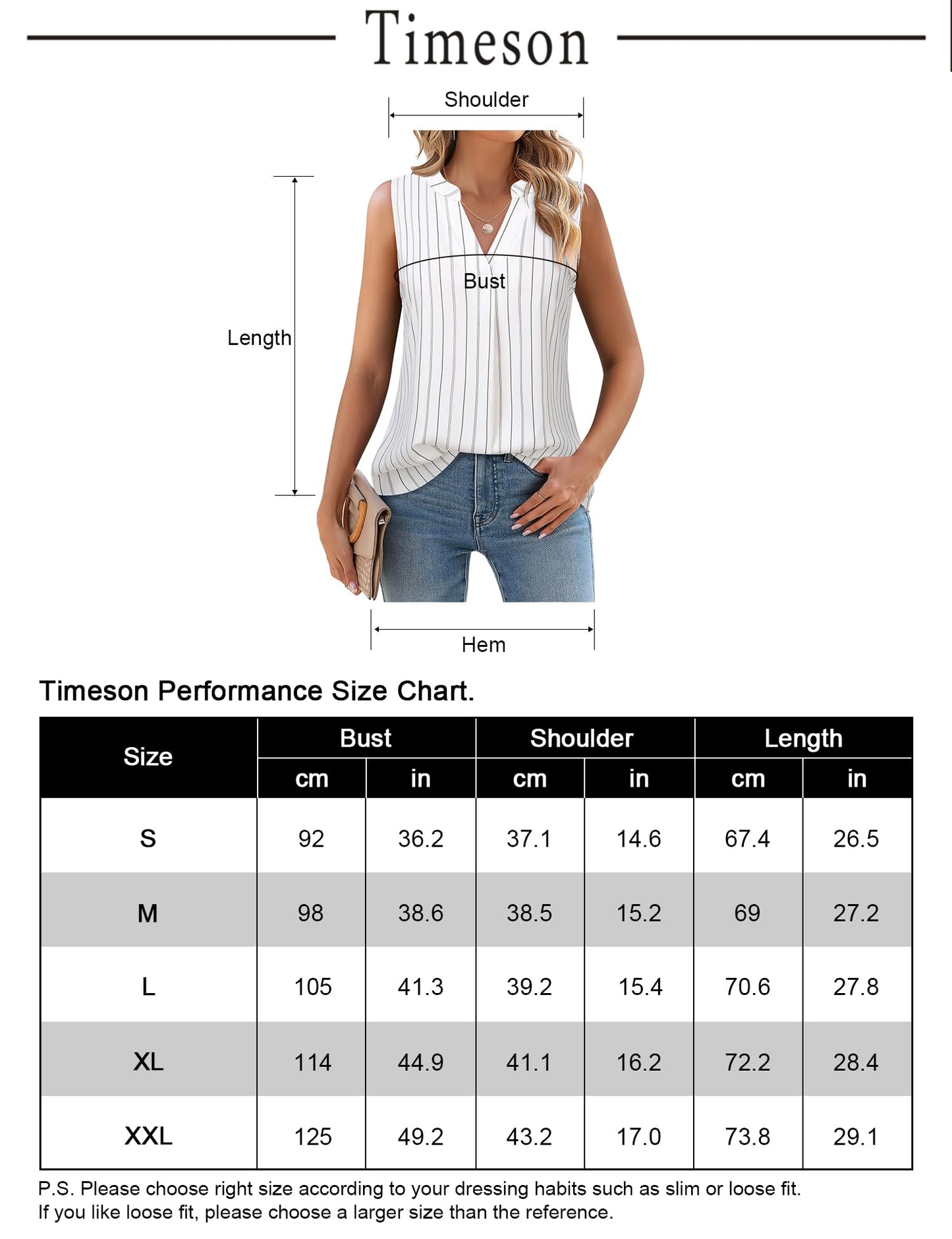 Timeson Women's Chiffon V Neck Sleeveless Blouse Tops Office Work Shirts