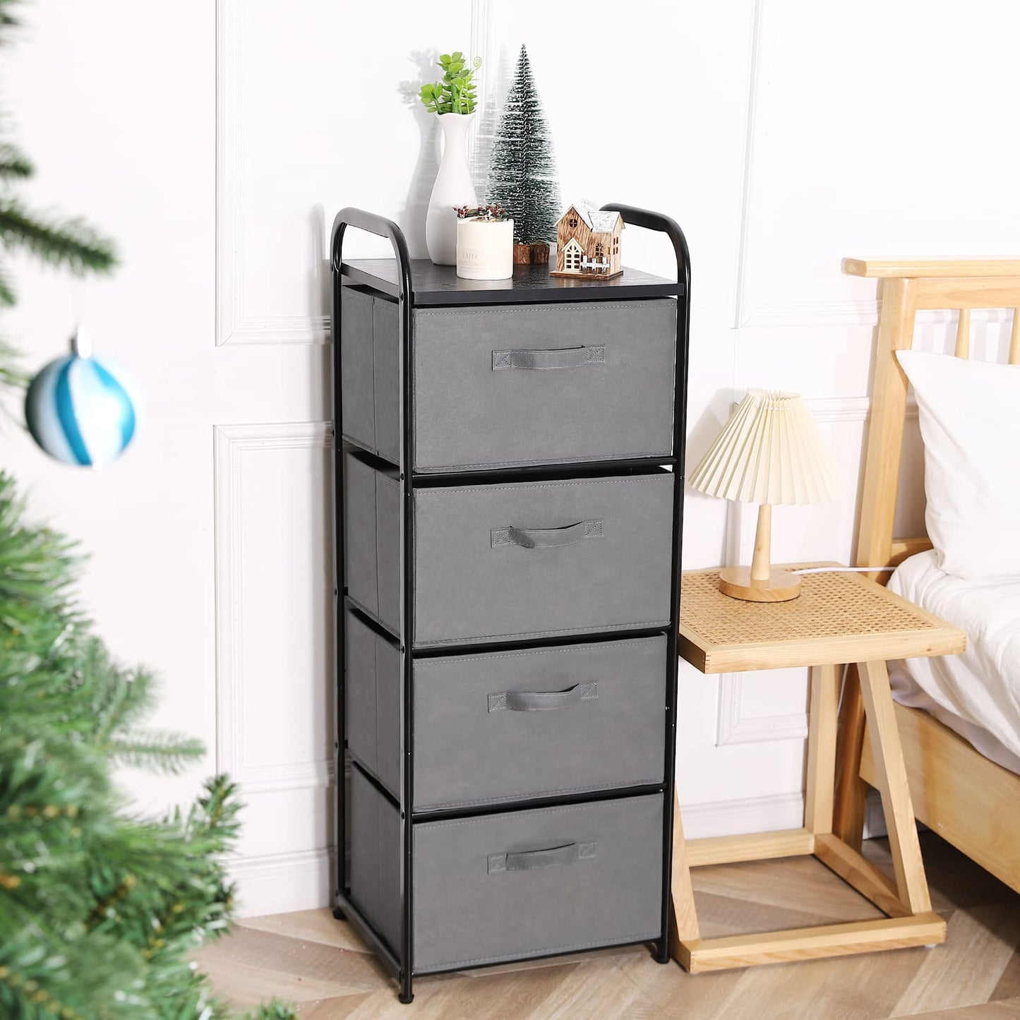 MAX Houser Dresser Storage with 3 Drawers, Fabric Dresser Tower, Vertical Storage Unit for Bedroom, Closet, Office, Black