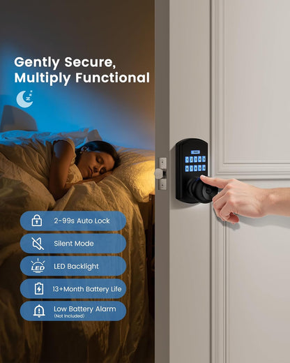 Keypad Smart Door Lock with Auto-Lock, Anti-Peeping Code & Backlit Keypad – Keyless Entry for Home or