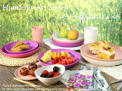 Homienly Wheat Straw Dinner Plates – Unbreakable set of 8