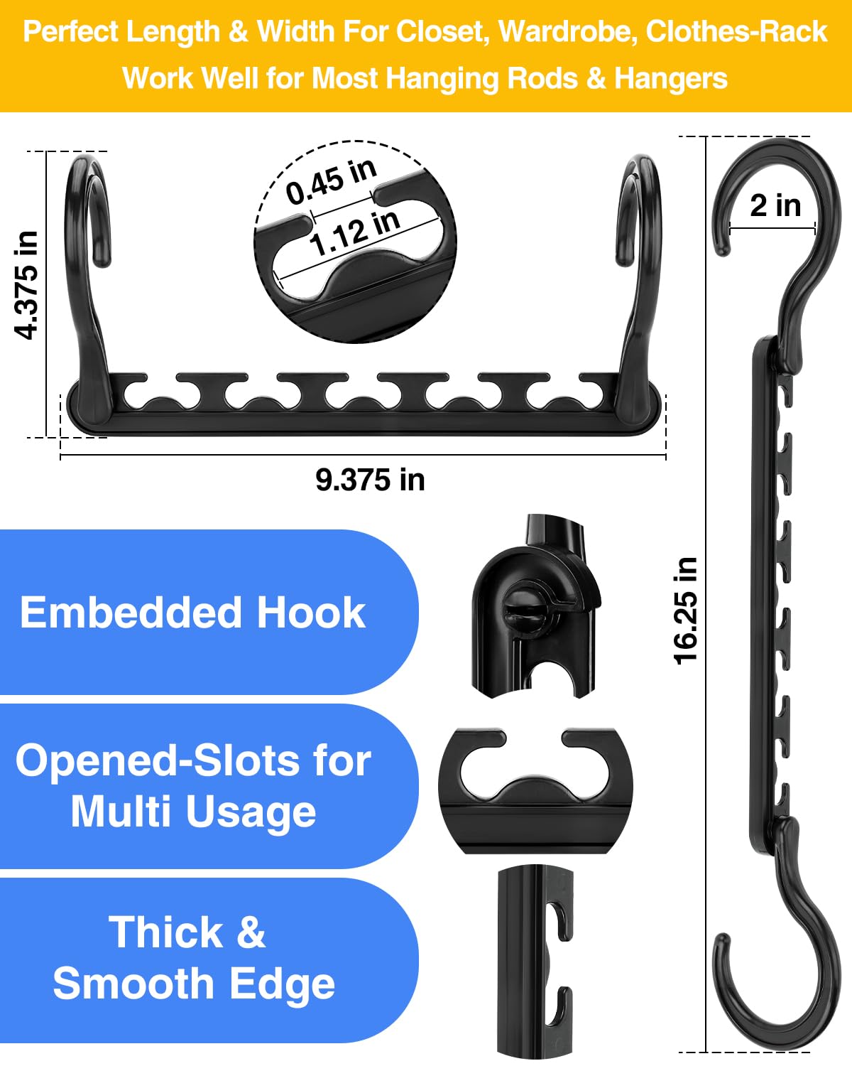 AMKUFO Hangers-Space-Saving-12 Pack - Closet-Organizers-and-Storage for Dorm-Room, Hanger-Organizer-Space-Saver-Hangers-for-Closet-Ogranization, Dorm-Room-Essentials-for-College-Students-Girls