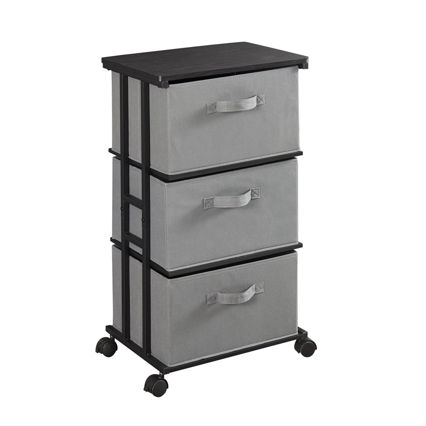 MAX Houser Dresser Storage with 3 Drawers, Fabric Dresser Tower, Vertical Storage Unit for Bedroom, Closet, Office, Black