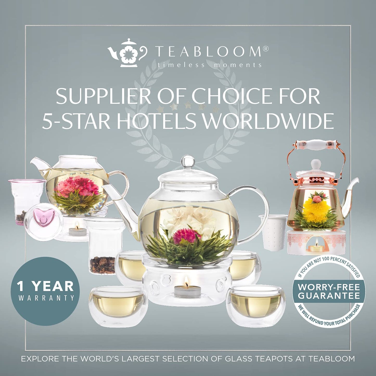 Teabloom Elegant Glass Teapot & Infuser – Brew, Bloom & Enjoy