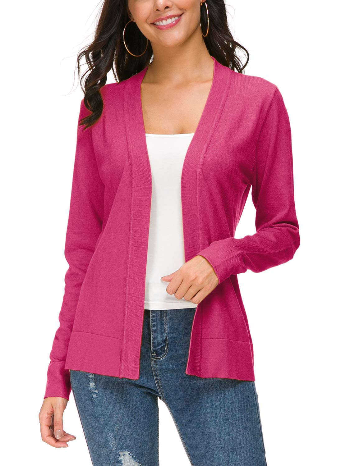 Cardigan en tricot ouvert sur le devant pour femme, manteau à manches longues