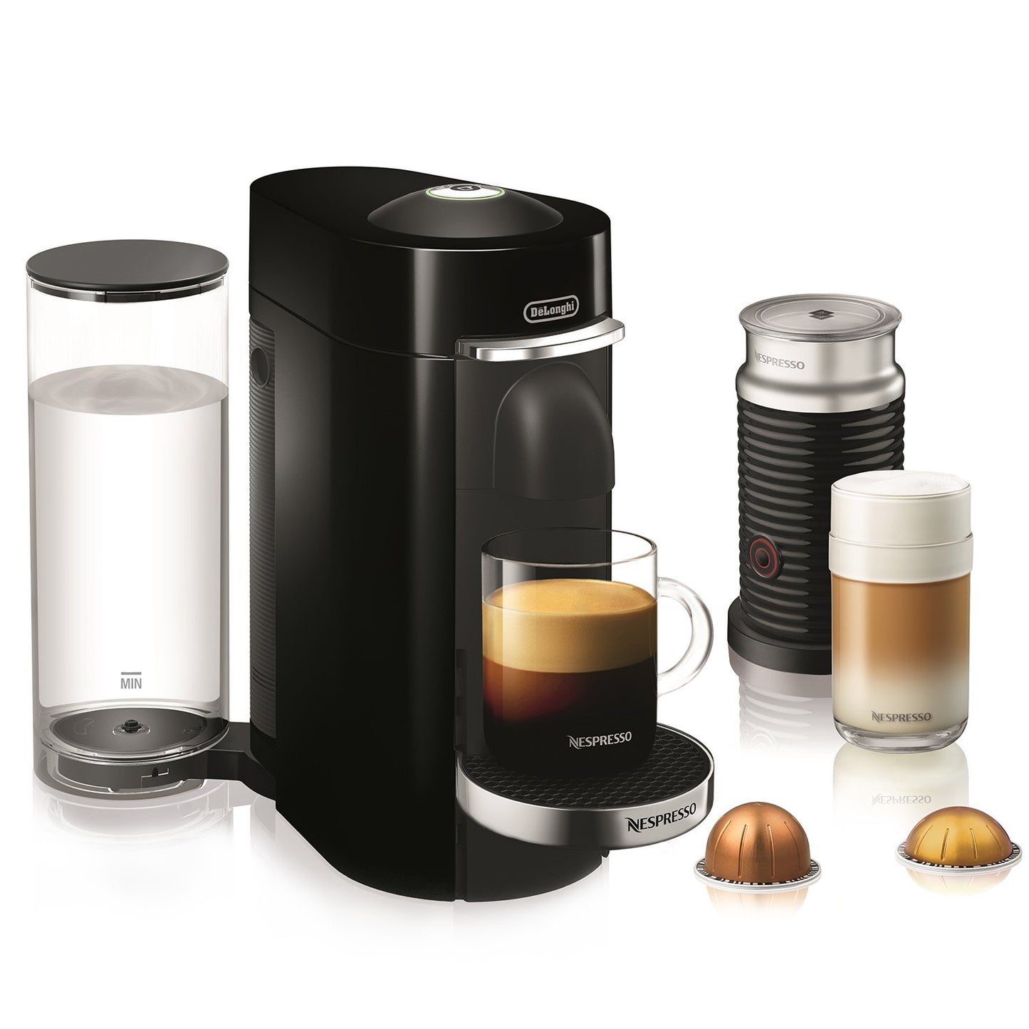 Cafetière et machine à expresso Nespresso Vertuo Plus Deluxe de De'Longhi, Titan avec mousseur à lait Aeroccino, 110 volts