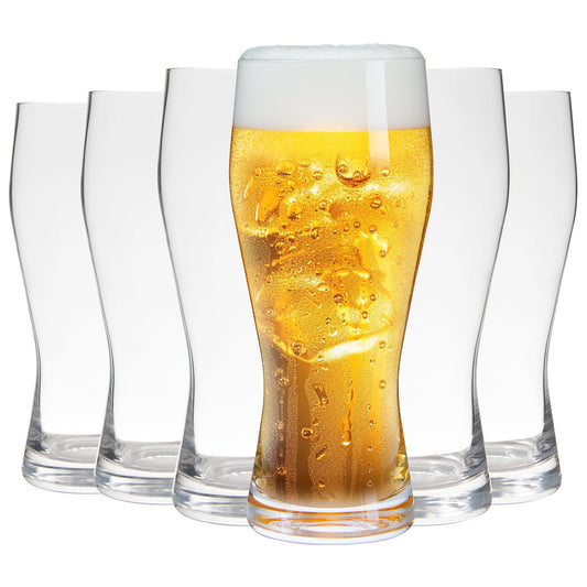 UMEIED 20oz Pilsner Beer Glasses Set of 6, Classic Beer Glass, Large Capacity Beer Cup, Stylish Beer Gifts, Beer Cups and Mugs