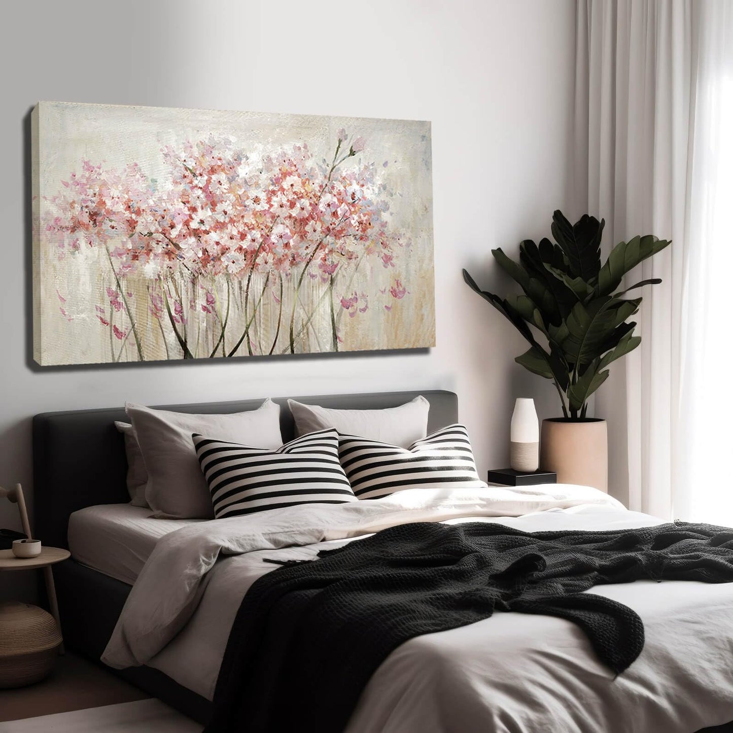 YJYart Abstrakte Wandkunst, Grün und Gold, handgemalt, Ölgemälde, Blüte, botanisch, großes Bild für Wohnzimmer, Schlafzimmer, Küche, Büro, 76,2 x 152,4 cm 