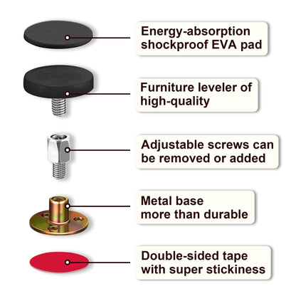 Krisler Adjustable Bed Frame Anti-Shake Tool – 4-Pack Threaded Headboard Stoppers (27–114mm)