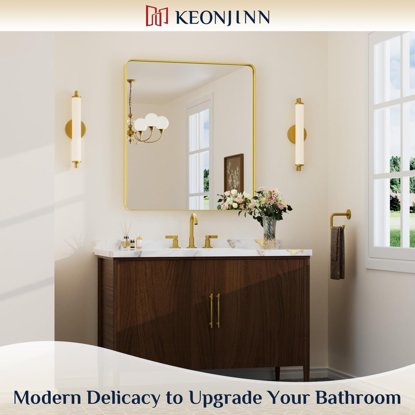 Keonjinn Black Mirror for Bathroom Sink, 24 x 30 Inch Sandblasted Finish Aluminum Wall Mirrors, Matte Black Rectangle Farmhouse Mirror with Shatterproof HD Tempered Glass, Anti-Rust Metal Frame