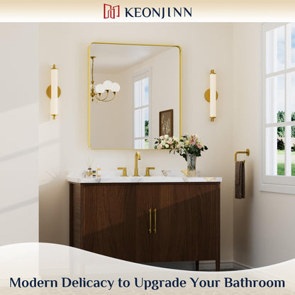 Keonjinn Black Mirror for Bathroom Sink, 24 x 30 Inch Sandblasted Finish Aluminum Wall Mirrors, Matte Black Rectangle Farmhouse Mirror with Shatterproof HD Tempered Glass, Anti-Rust Metal Frame