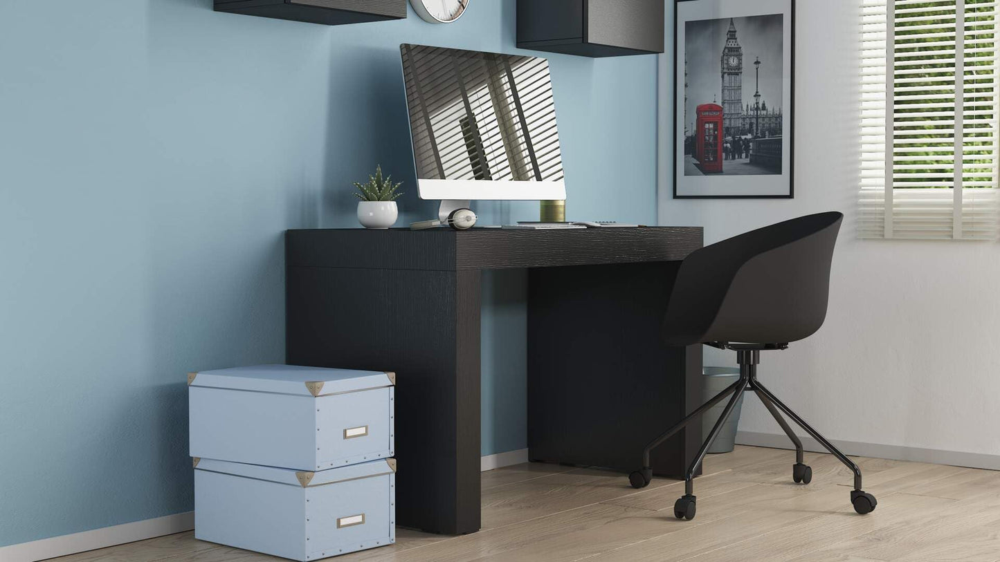 Mobili Fiver, Bureau Evolution 70,9 x 23,6 po, Frêne noir avec un pied, finition stratifiée, bureau moderne, bureau d'écriture et d'étude pour chambre à coucher, bureau, meubles italiens 