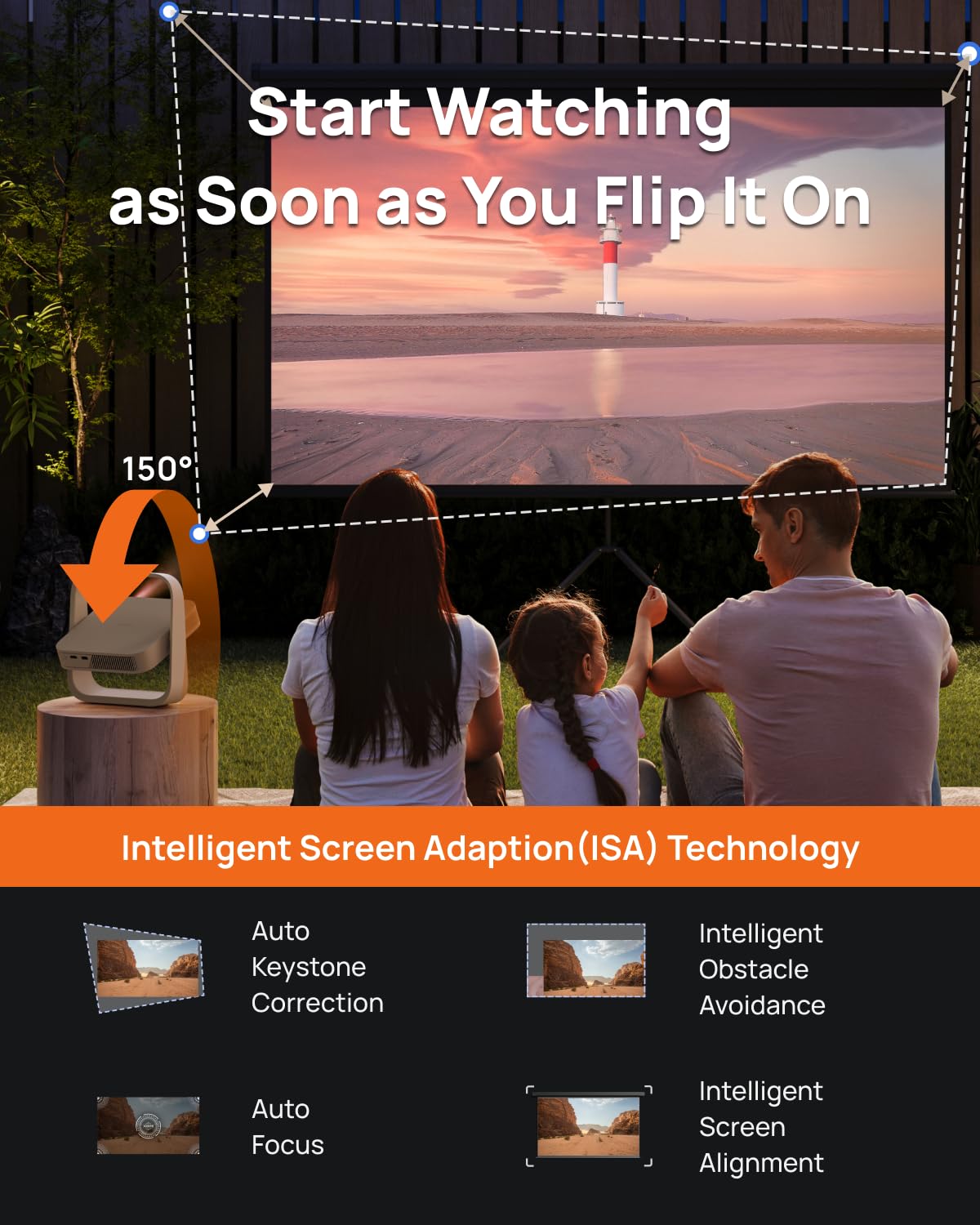 XGIMI Elfin Flip 2024 NEW Portable Projector, 1080P Resolution Outdoor Projector, Licensed Netflix, Build-in Adjustable Stand, Lightweight and Compact Design, 400 ISO Lumens, Screen Adaption