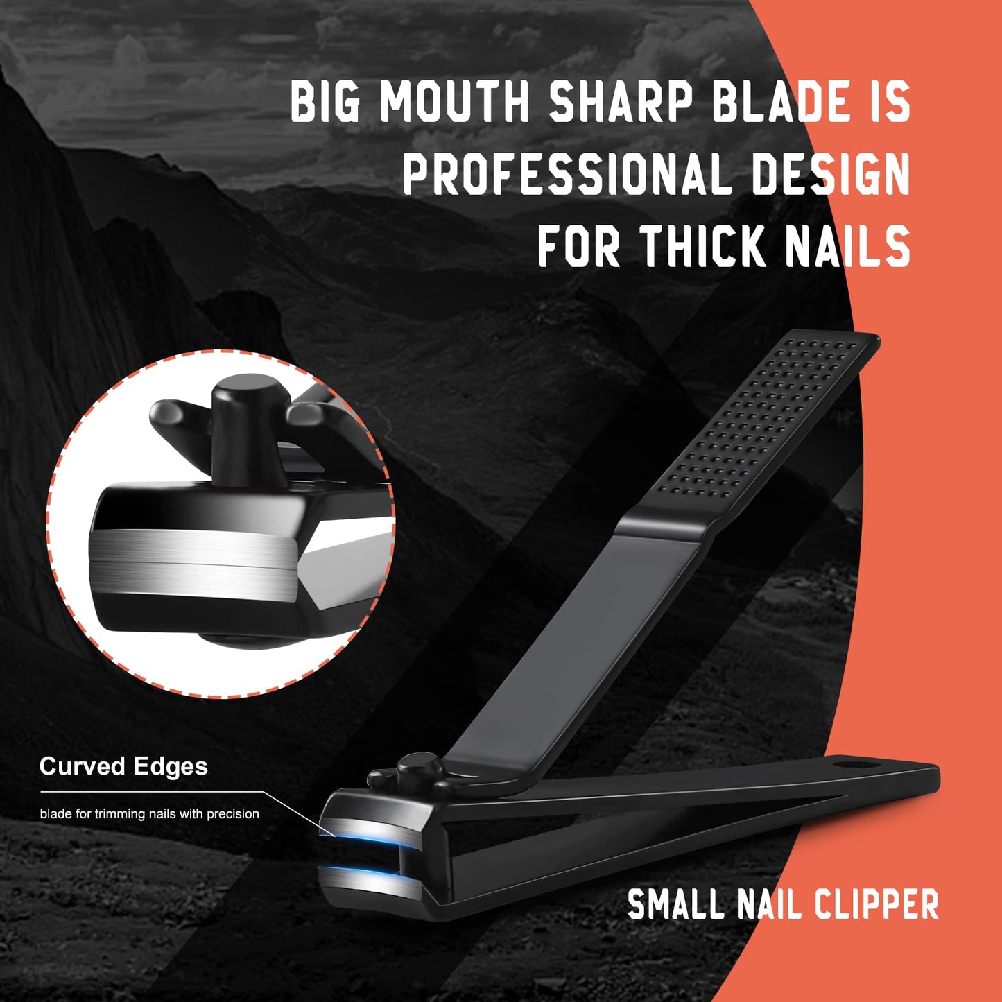 BEZOX Angled Head Toe Nail Clippers for Seniors for Thick Nails - Ergonomic Toenails Clipper for Thick Toenails, Premium Finger Nails Clipper for Adult with Catcher - Black