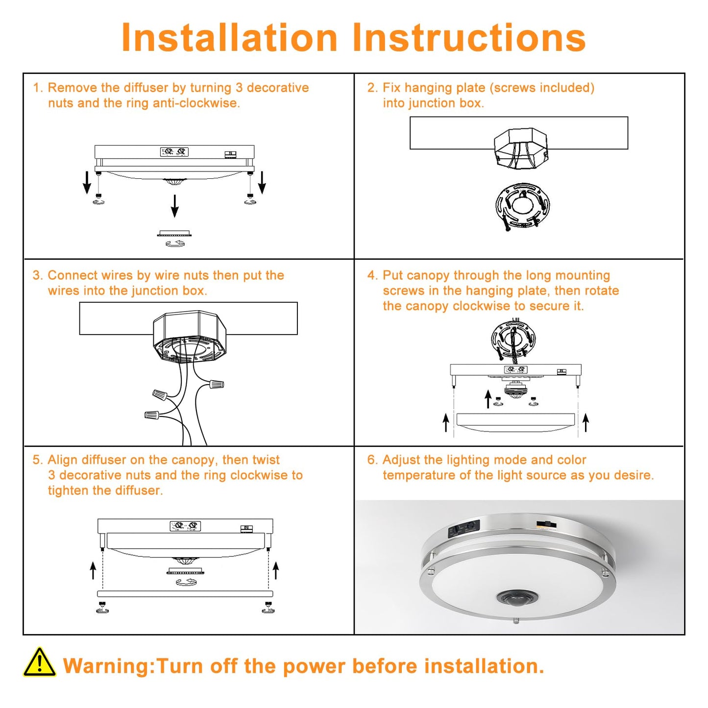 Motion Sensor LED Ceiling Light – Adjustable Color Temp, Outdoor Flush Mount