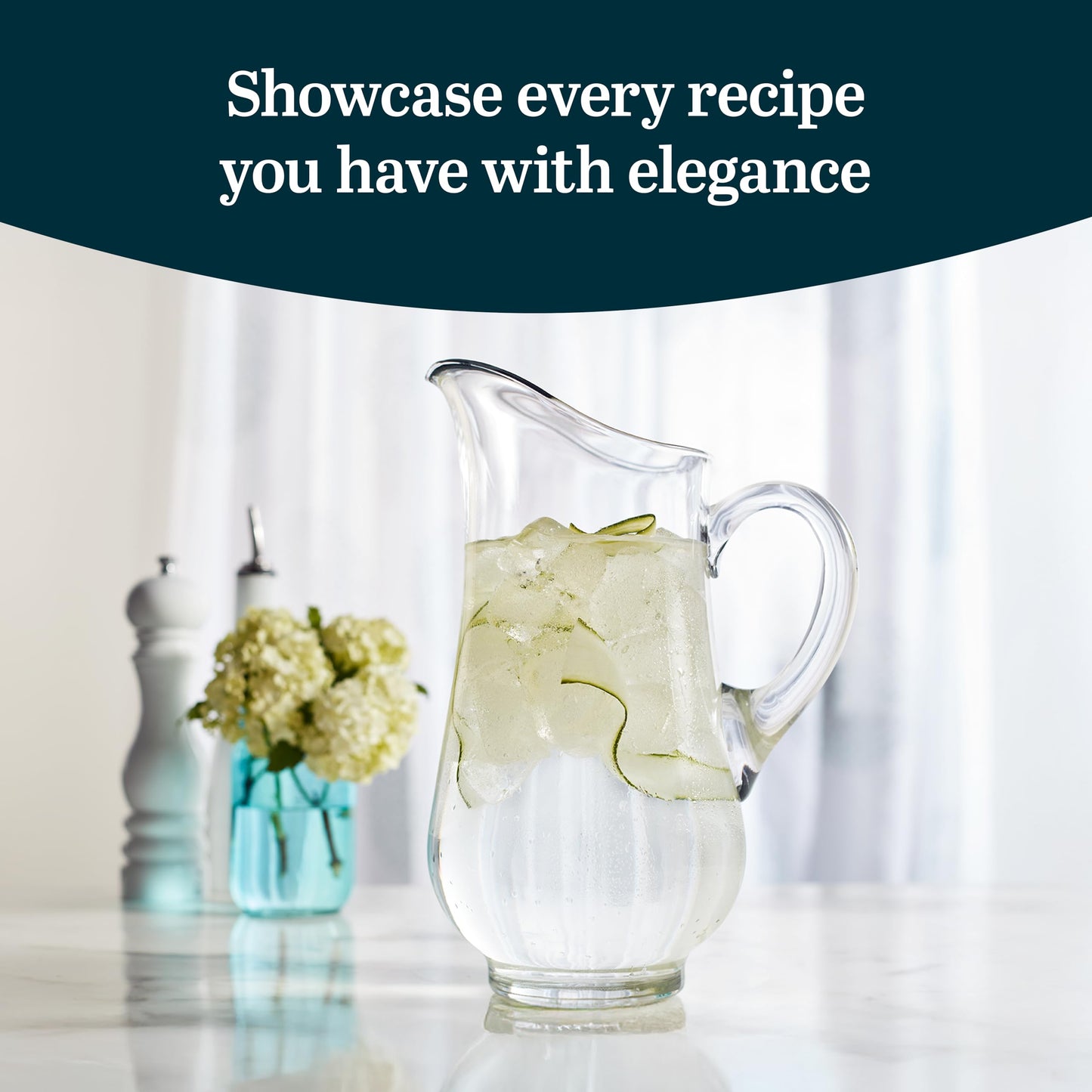 Libbey Acapulco Large Glass Pitcher Set of 2, 89 Oz, Clear, Tall Bubble Glass Pitchers with Handle, Modern Pitcher Set for Iced Tea, Punch, and More