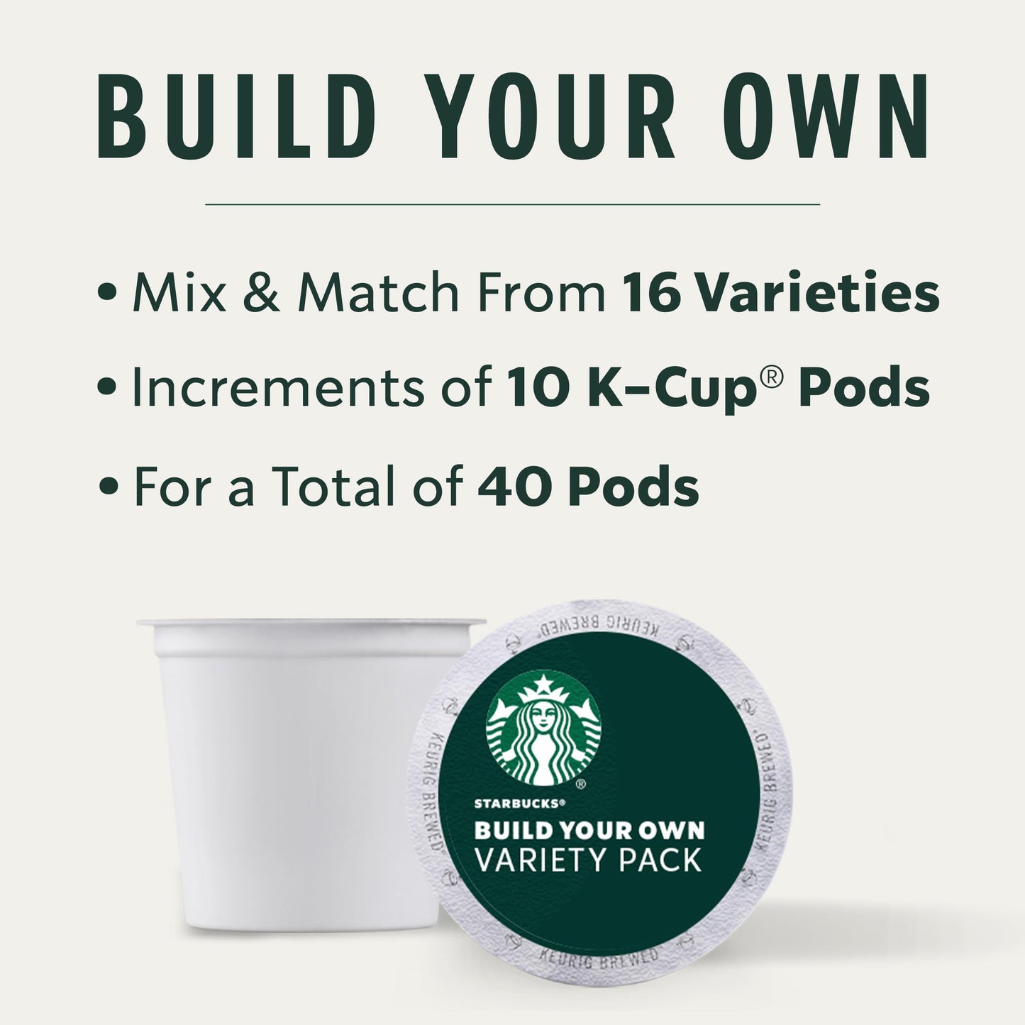 Starbucks K-Cup Coffee Pods, Naturally Flavored Coffee Variety Pack for Keurig Brewers, 100% Arabica, 1 Box (40 Pods)