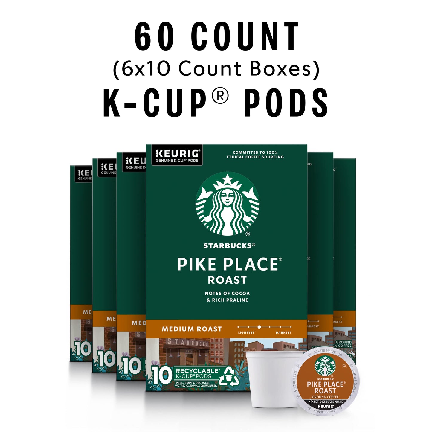 Starbucks K-Cup Coffee Pods, Naturally Flavored Coffee Variety Pack for Keurig Brewers, 100% Arabica, 1 Box (40 Pods)