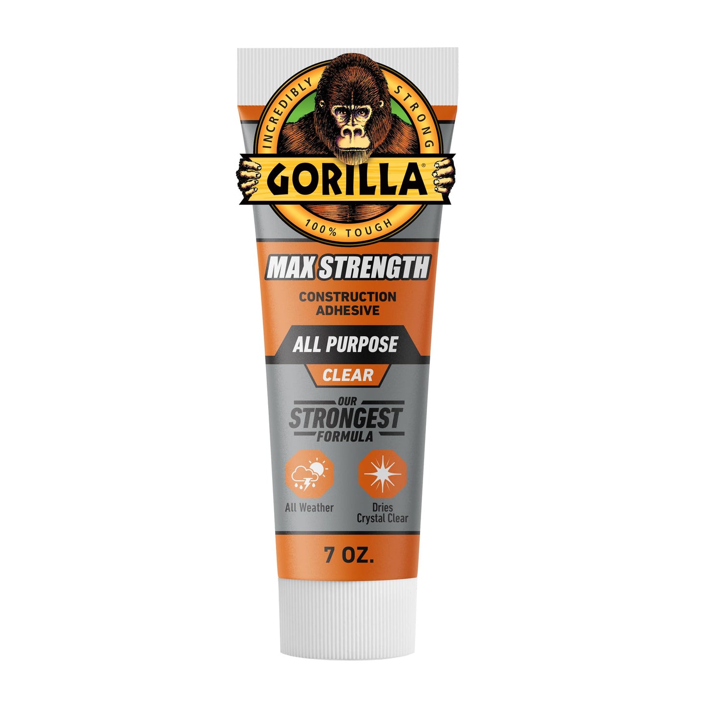 Gorilla Max Strength Construction Adhesive, Clear Glue, Squeeze Tube - Gap Filling and Waterproof