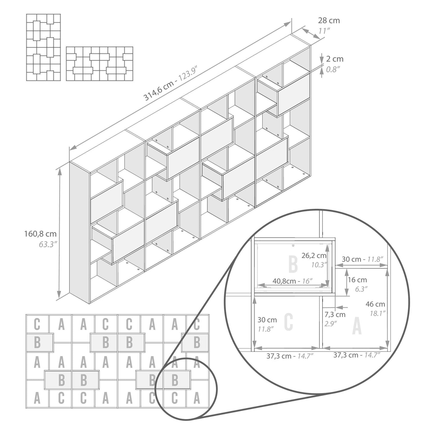 Mobili Fiver, Iacopo XS Bücherregal (63,31 x 31,5 Zoll), rustikale Eiche, Aufbewahrungsbücherregal, modernes Bücherregal für Wohnzimmer, Büro, italienische Möbel 