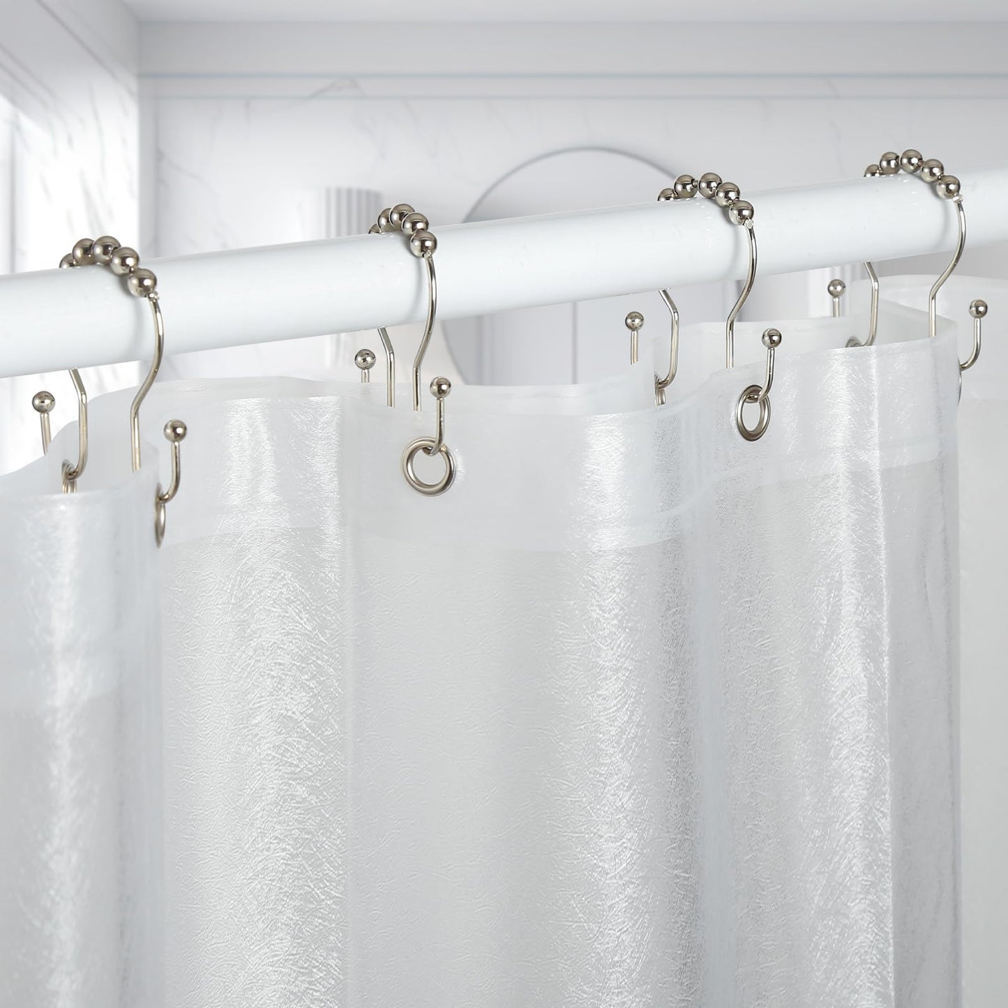 Goowin Shower Curtain Hooks, 12 Pcs Shower Curtain Rings, Stainless Steel Bronze Shower Curtain Hooks Rings Rust Proof, Balance Sliding Anti-Drop Double Shower Hooks for Shower Curtain Rod (Bronze)