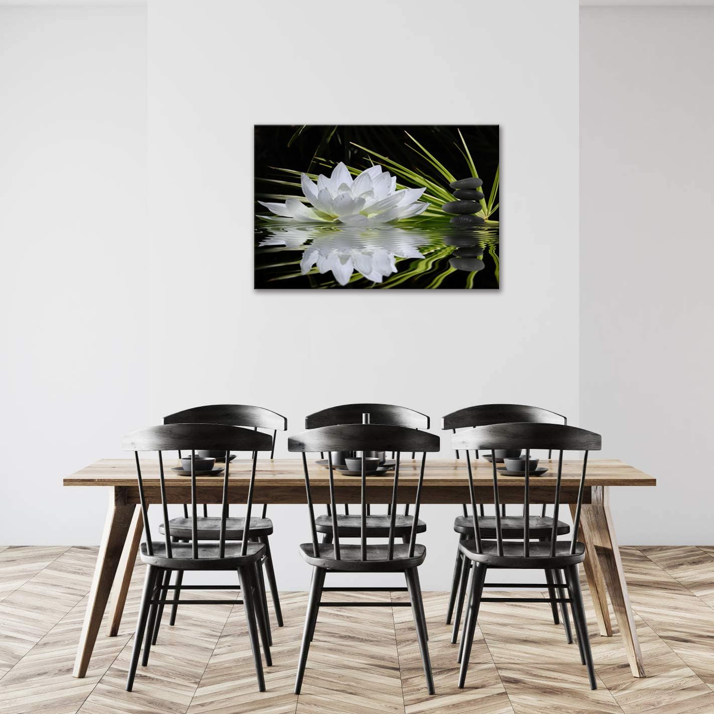 Impressions sur toile Art Lotus Floral Pictures Art mural pour décoration de bureau zen Affiche de méditation Peinture d'art moderne encadrée prête à accrocher (12x16 pouces) 