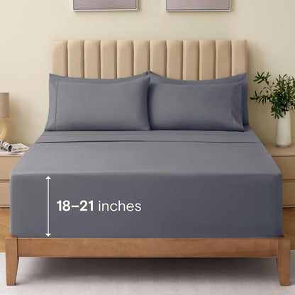 LClub Luxury 4-Piece Cooling Microfiber Sheet Set