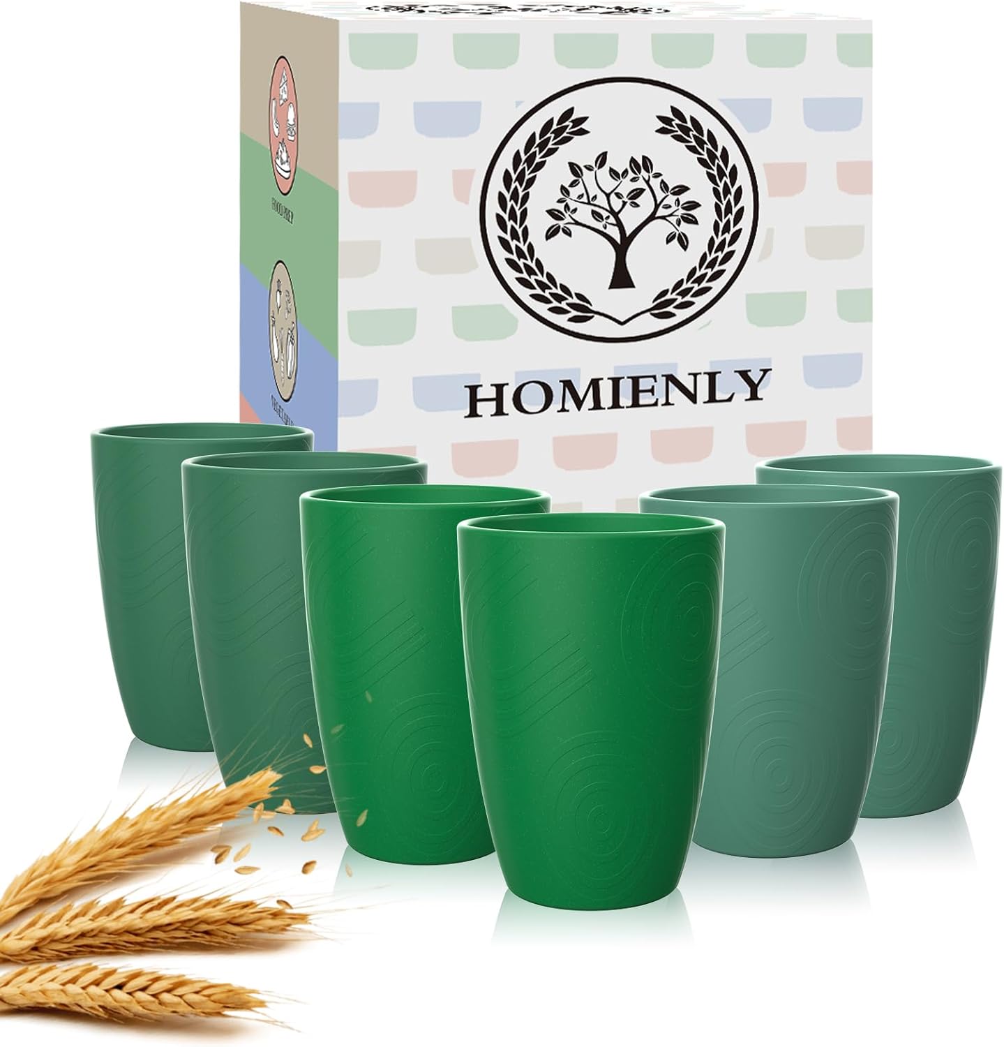 Homienly Wheat Straw Cups Plastic Cups Unbreakable Drinking Cup Reusable Dishwasher Safe Water Glasses Plastic Stackable Water Tumblers in Multi color(20 OZ 8 PCS)