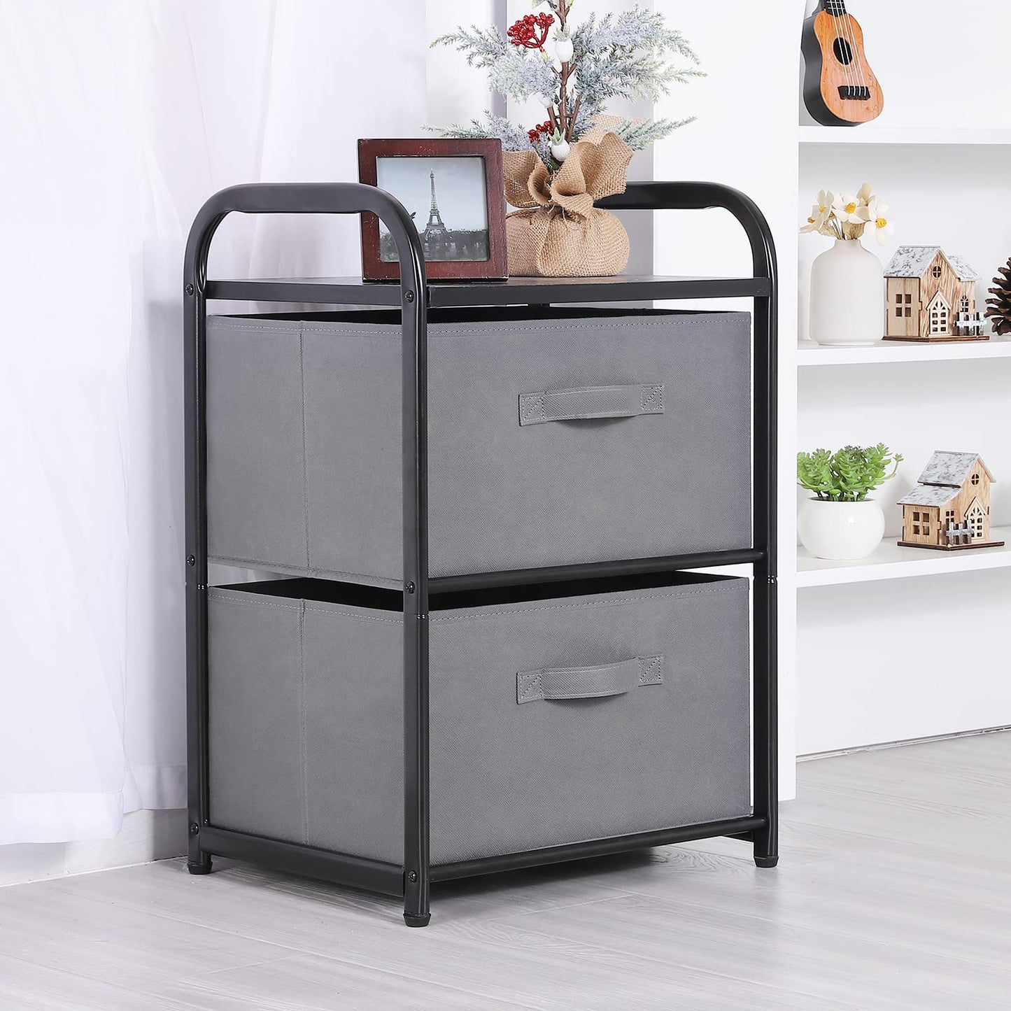 MAX Houser Dresser Storage with 3 Drawers, Fabric Dresser Tower, Vertical Storage Unit for Bedroom, Closet, Office, Black