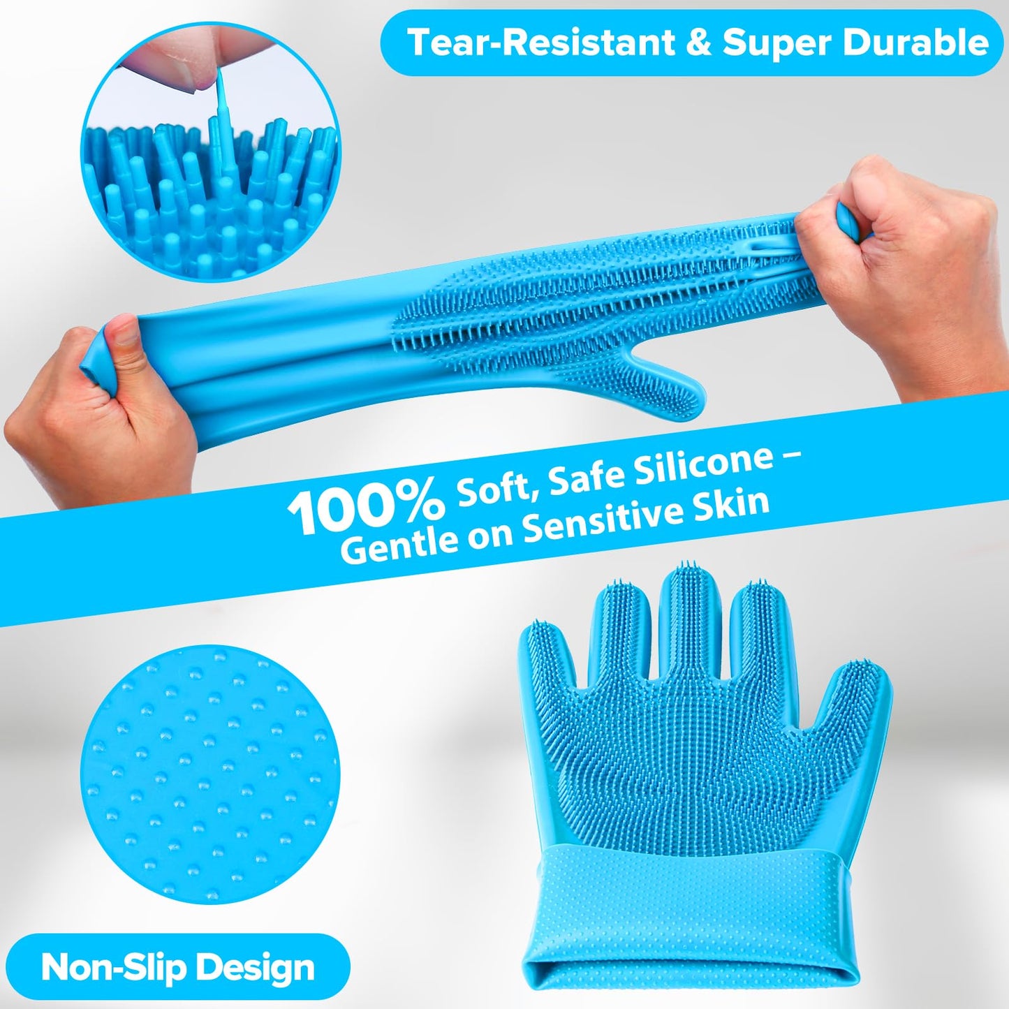 6PCS Pet Grooming Kit for Dogs,Cats and Horses | Dog Washing Gloves | Dog Bath Brush | Dog Bath Gloves | Dog Shampoo Brush | Pet Grooming Gloves | Dog Bath Supplies