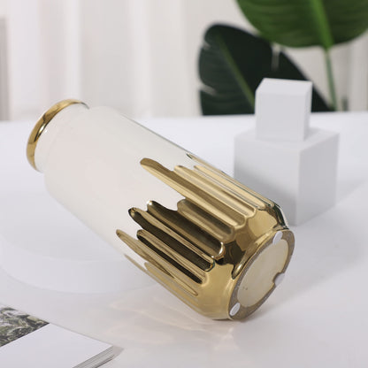 Modern White Ceramic Vase – Wide Mouth Centerpiece
