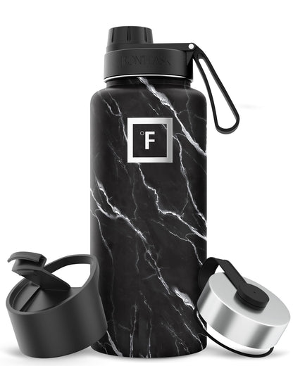IRON °FLASK 32 oz Stainless Steel Water Bottle – Vacuum Insulated, Leak-Proof, BPA-Free, with 3 Lids (Straw Included)