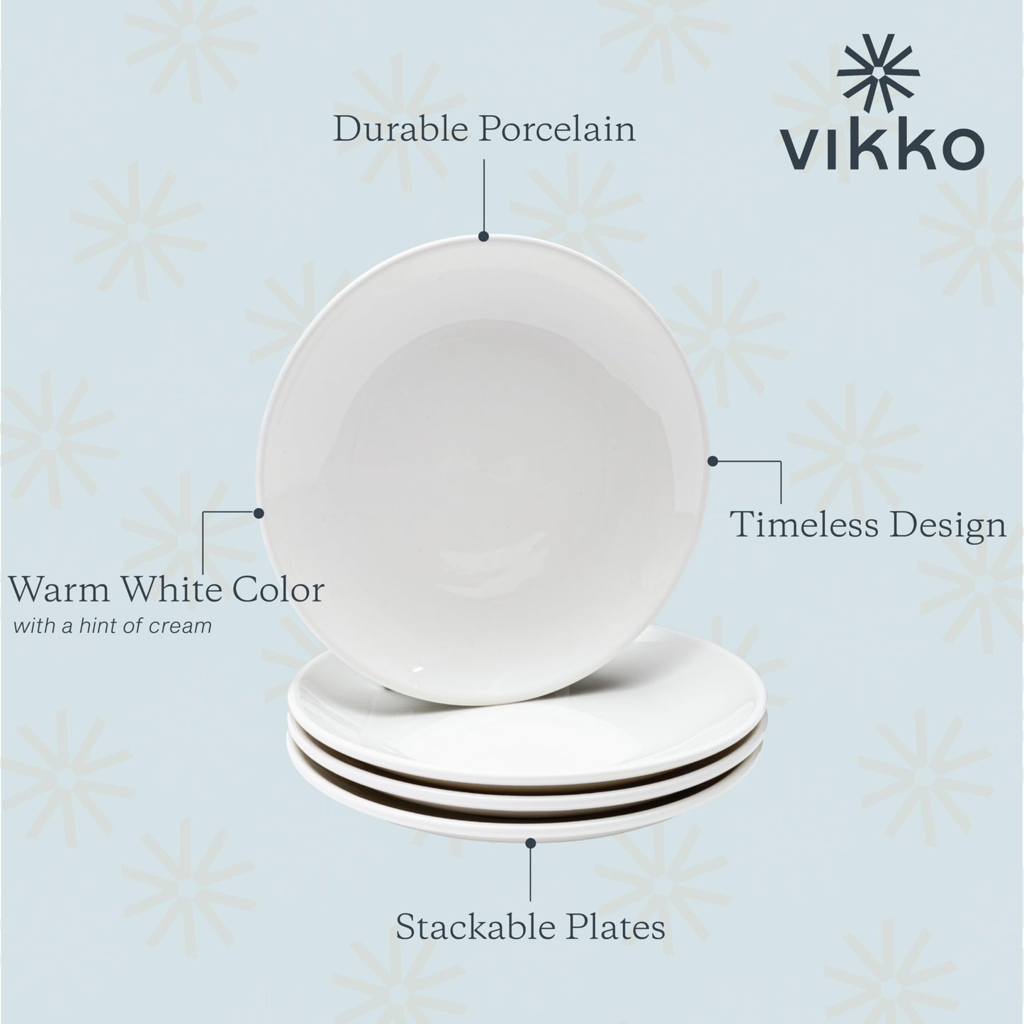 Vikko Ceramic Dinner Plates – Stackable White Plates